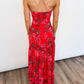 Scarlet Garden Strapless Maxi Dress