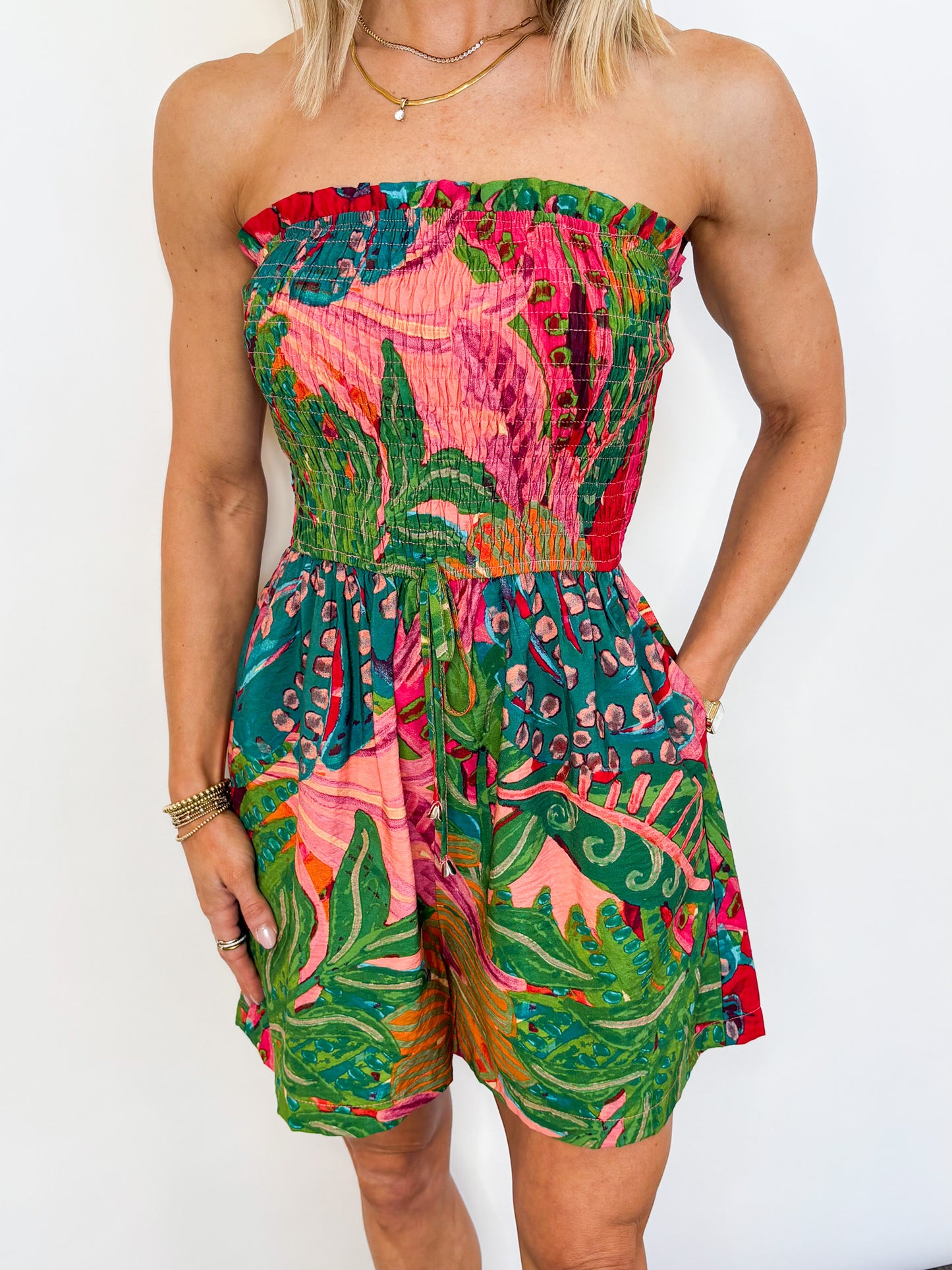 Tropic Escape Smocked Romper