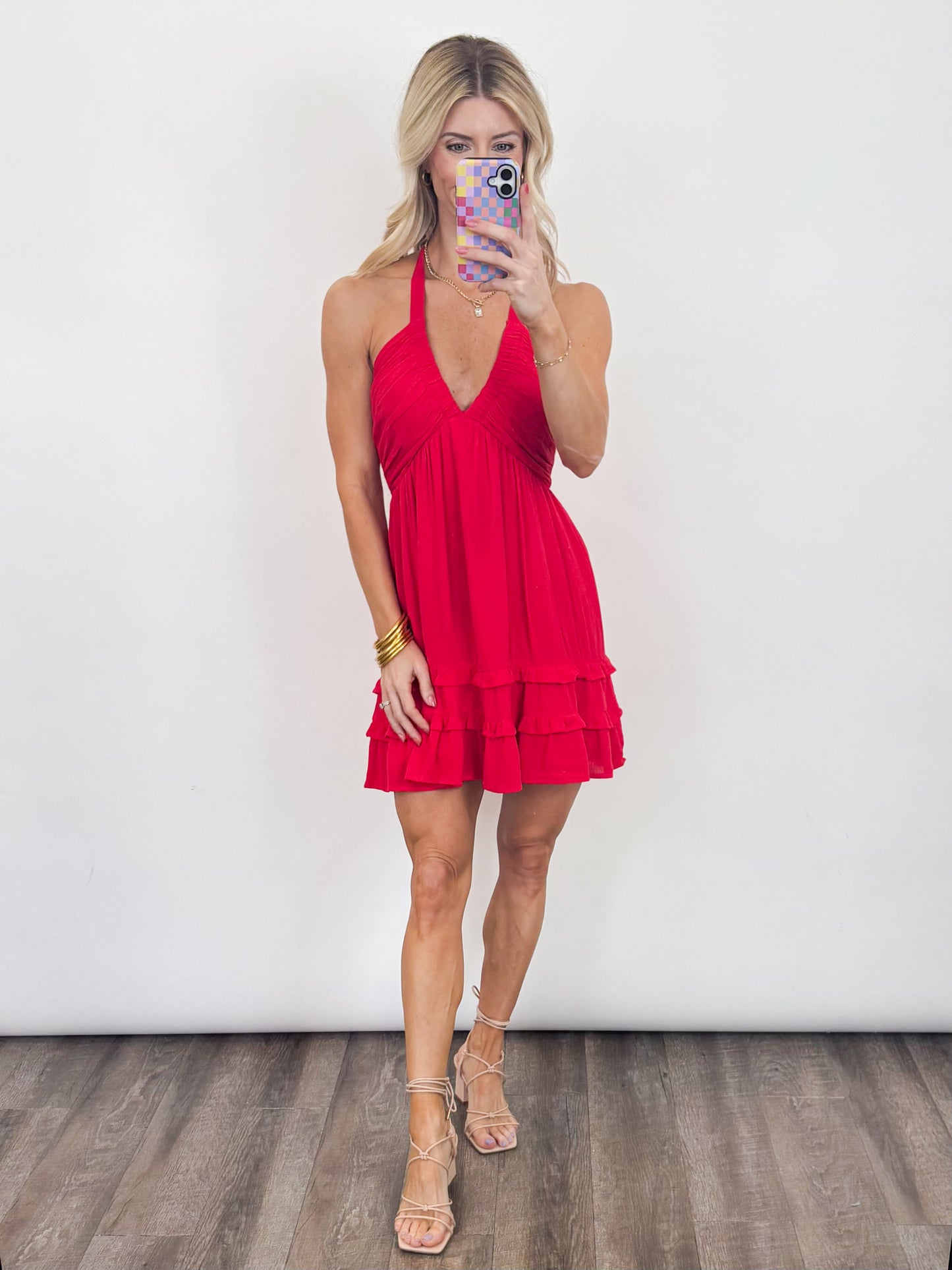 Sunset Sway Halter Dress