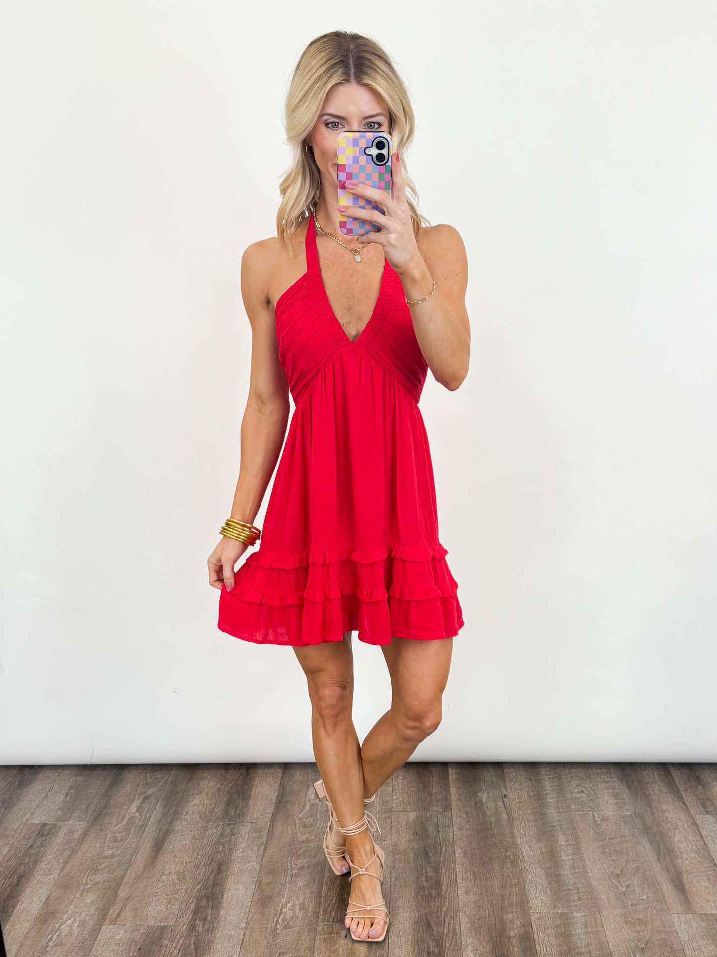 Sunset Sway Halter Dress
