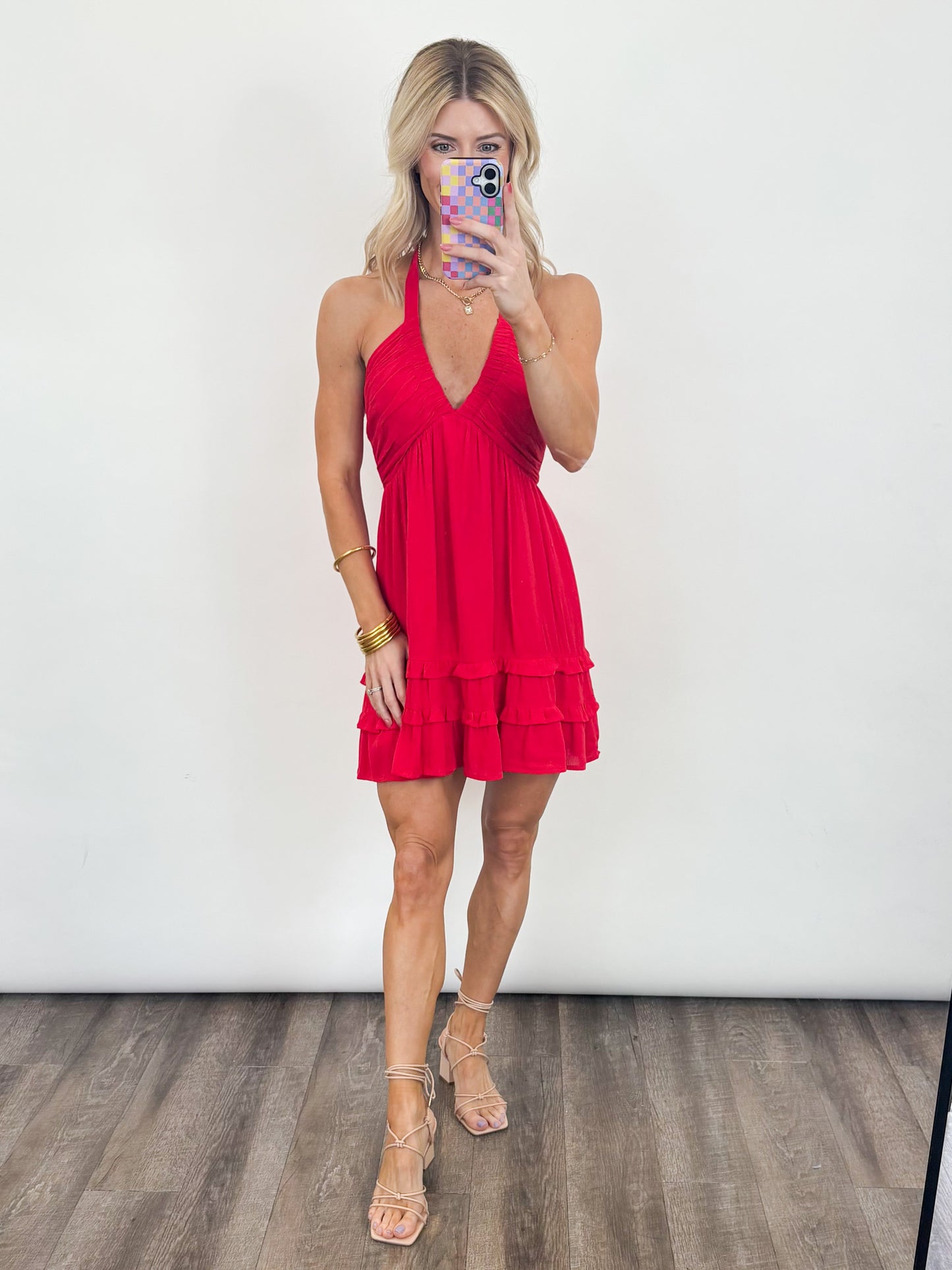 Sunset Sway Halter Dress