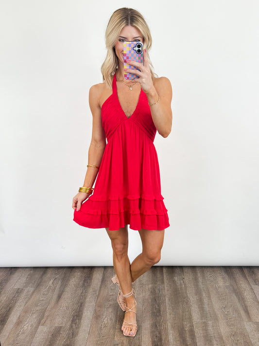 Sunset Sway Halter Dress