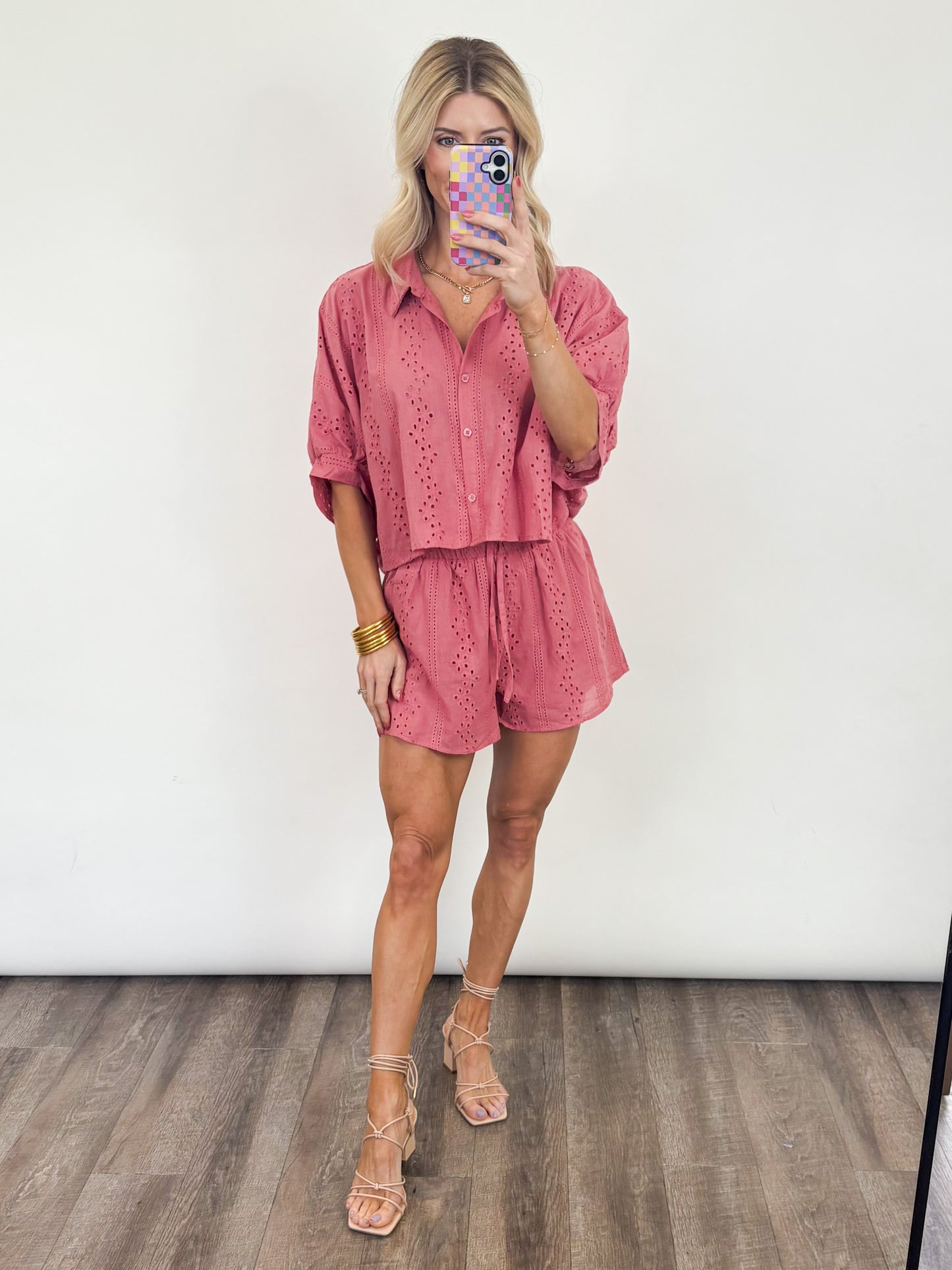 Rosé Eyelet Set