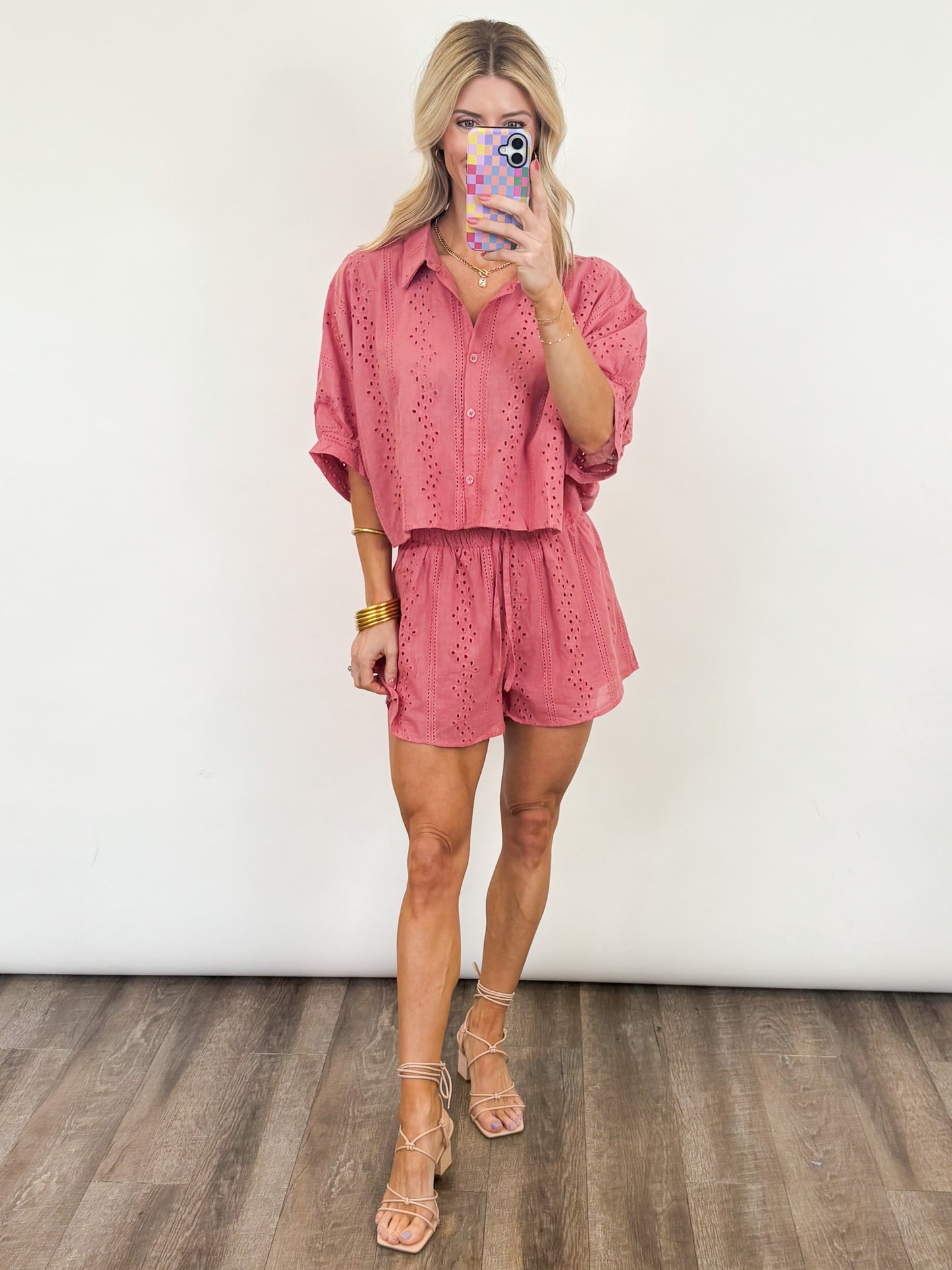 Rosé Eyelet Set