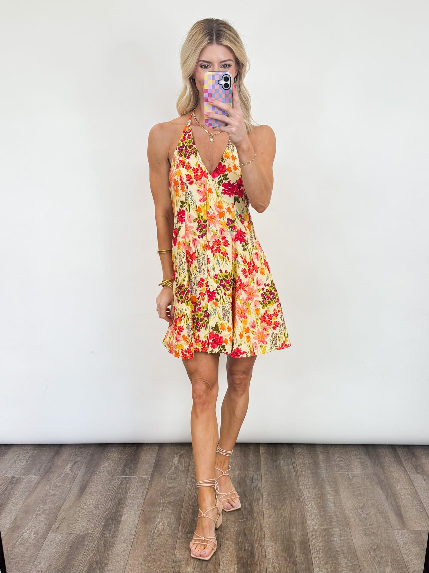Sunlit Garden Halter Dress