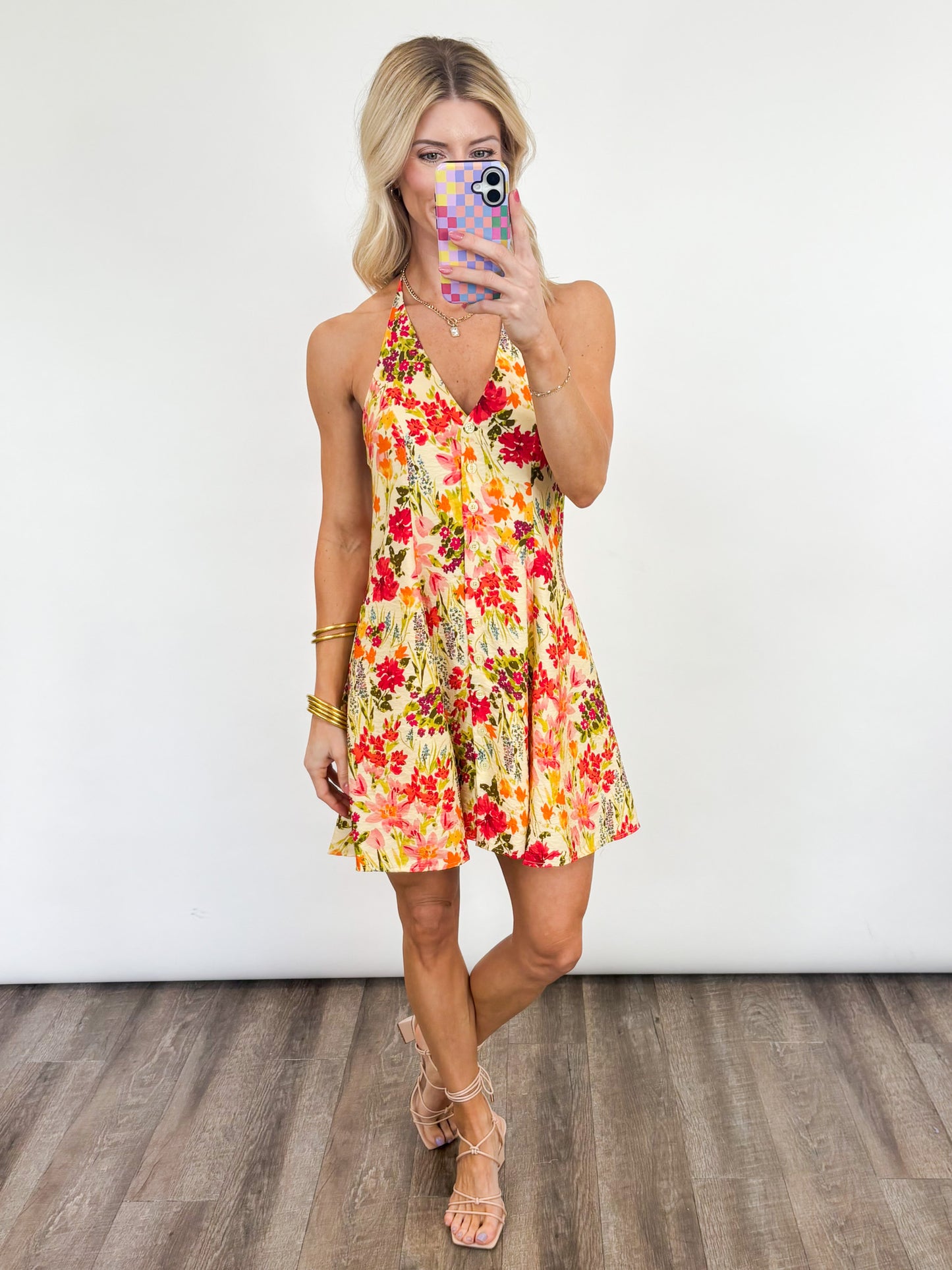 Sunlit Garden Halter Dress