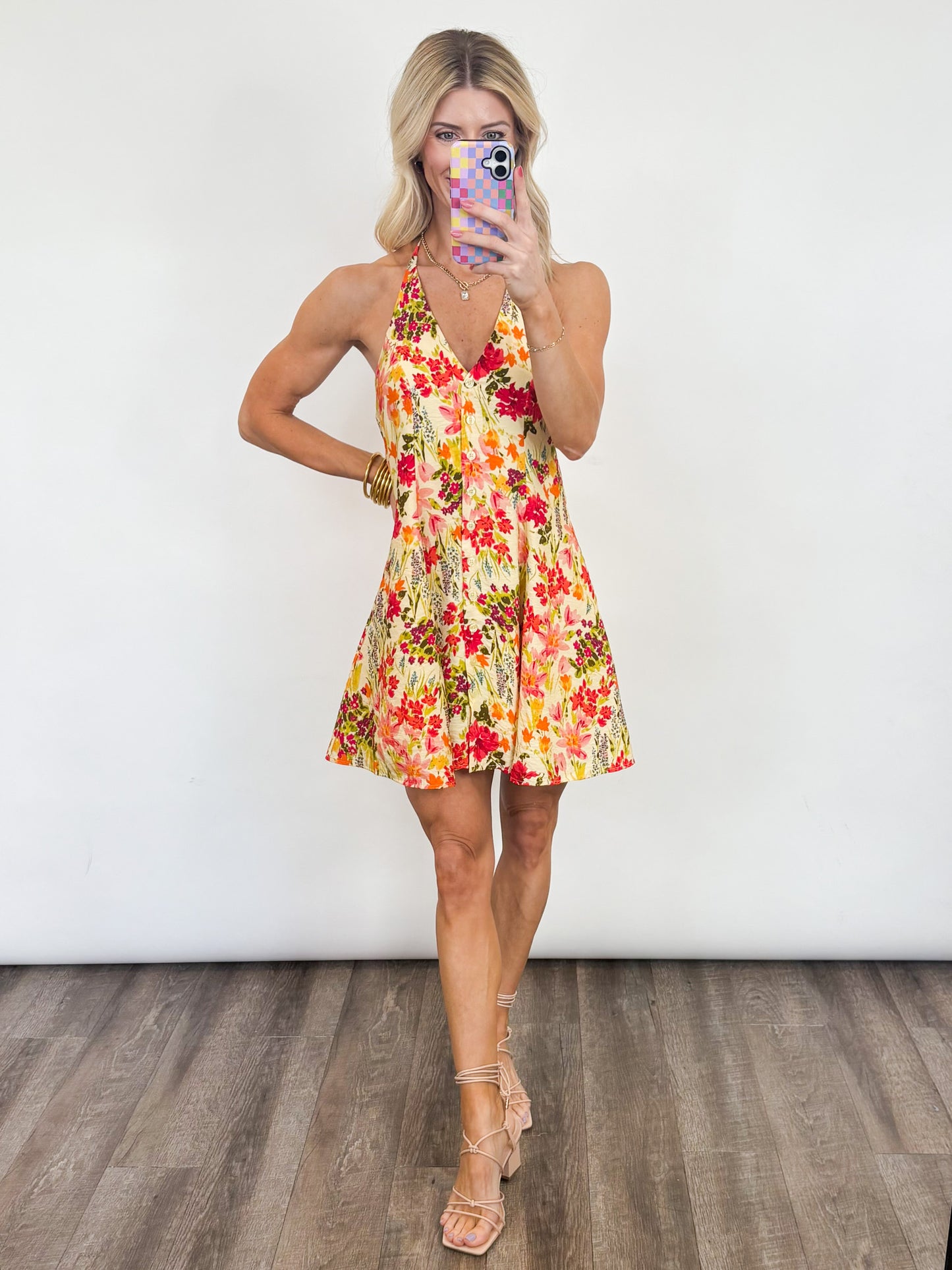 Sunlit Garden Halter Dress