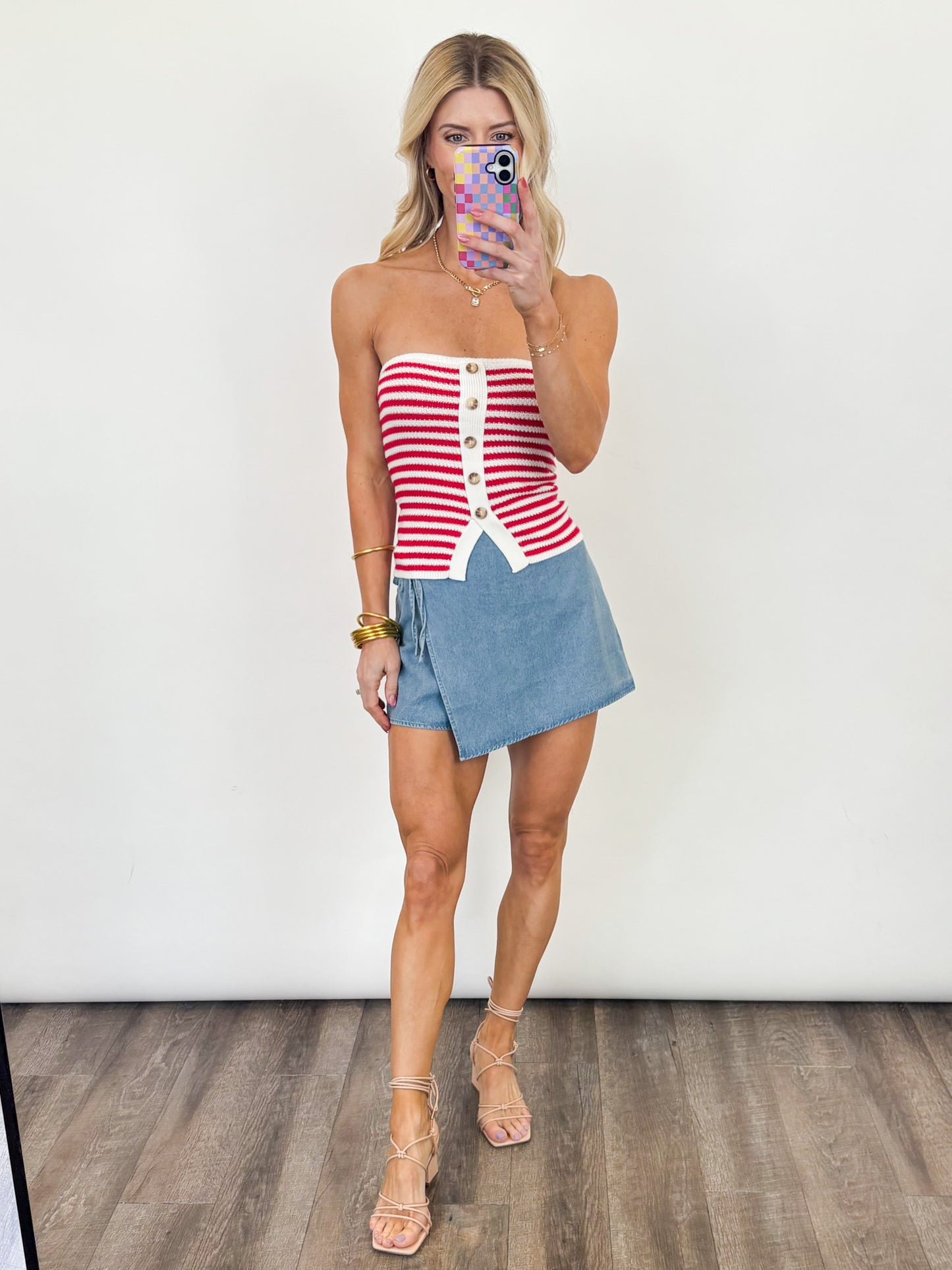 Boardwalk Stripe Strapless Top