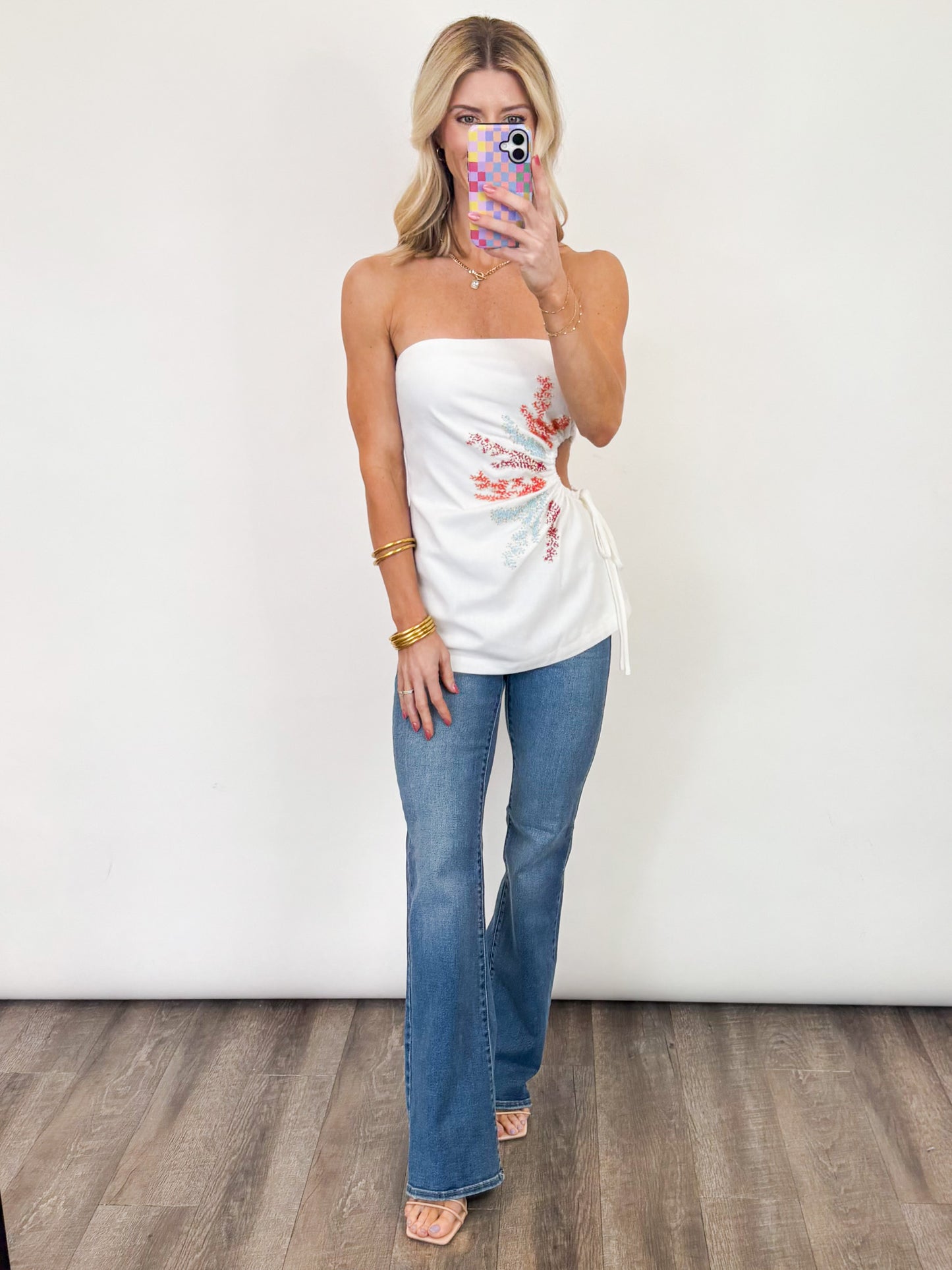 Sunset Spark Strapless Top