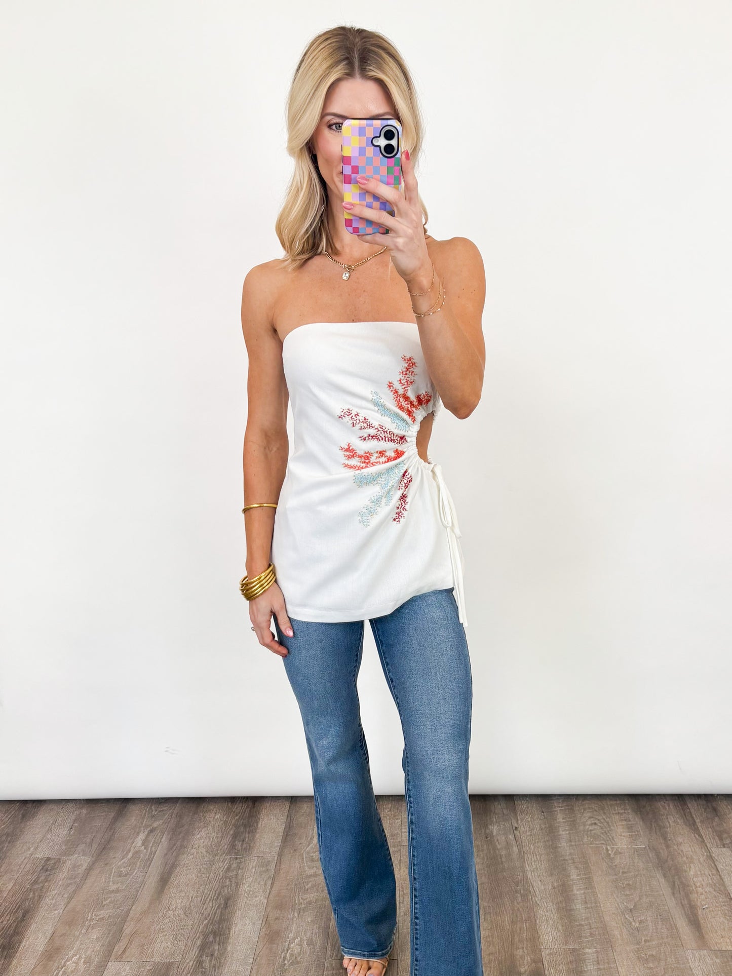 Sunset Spark Strapless Top