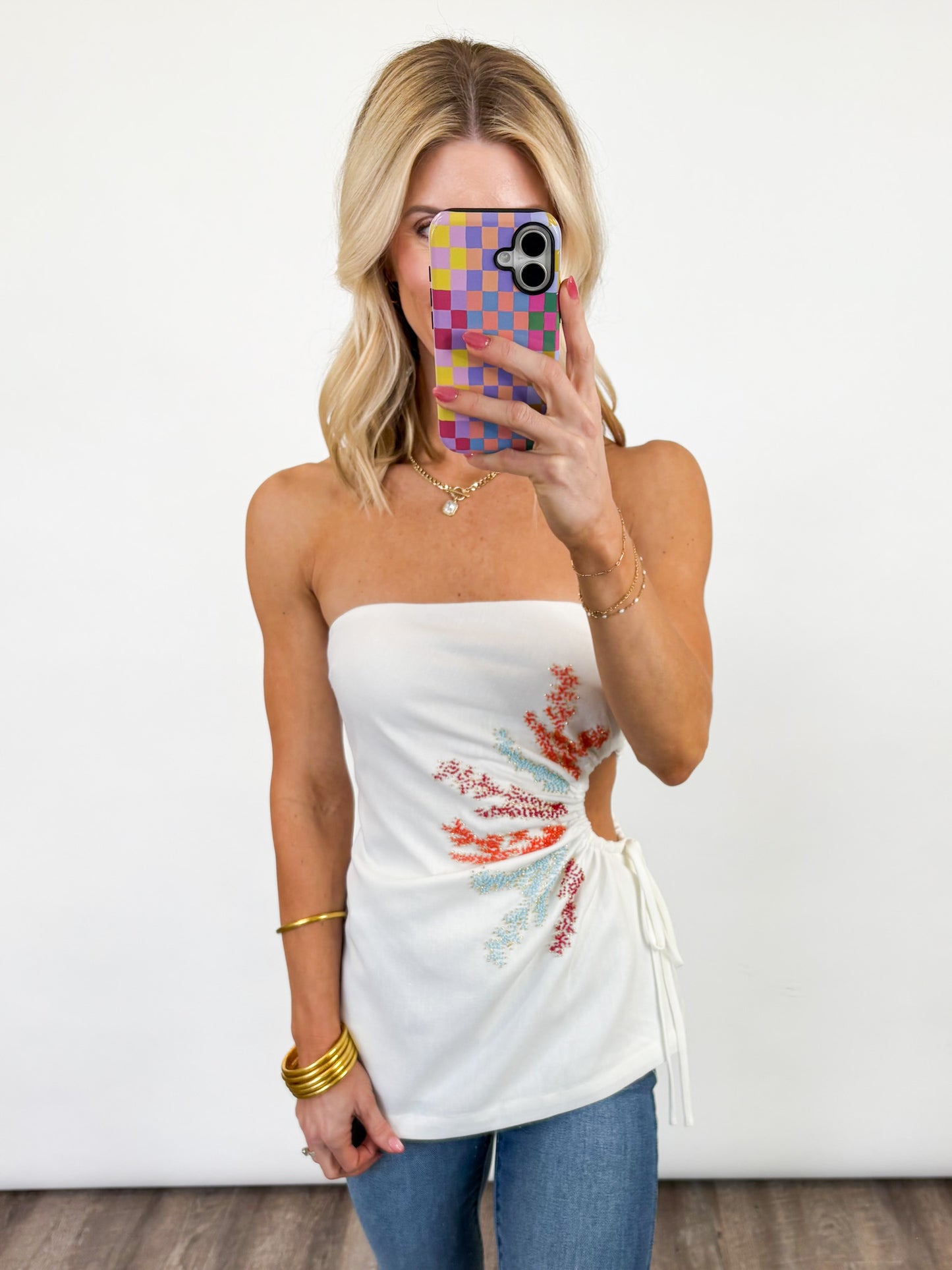 Sunset Spark Strapless Top