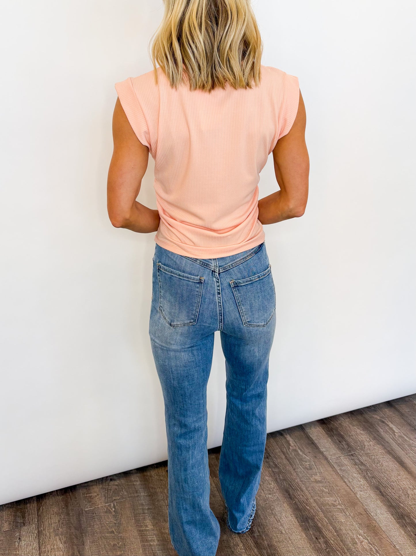 Apricot Glow Ribbed Top