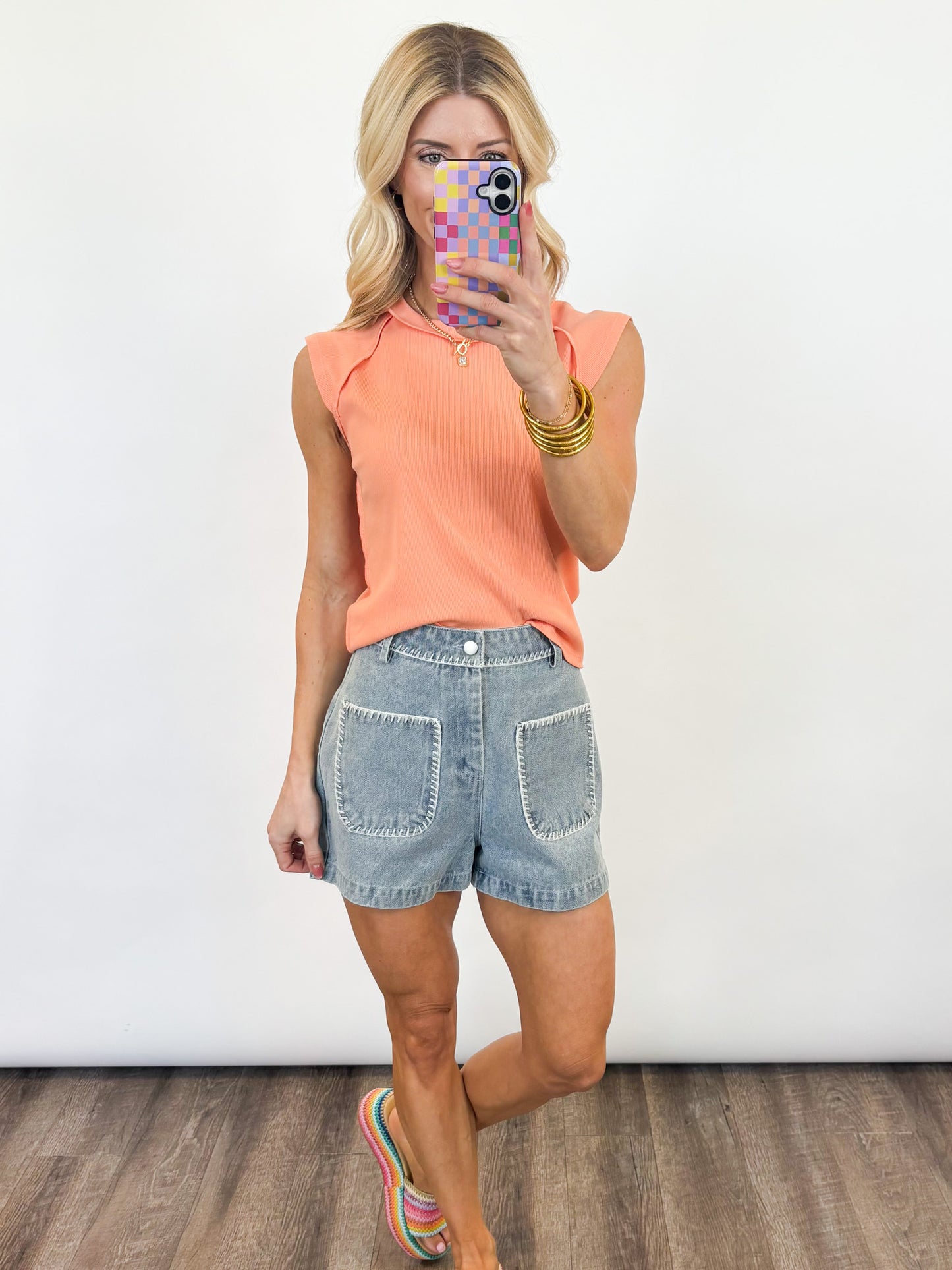Sunny Day Patch Pocket Denim Shorts