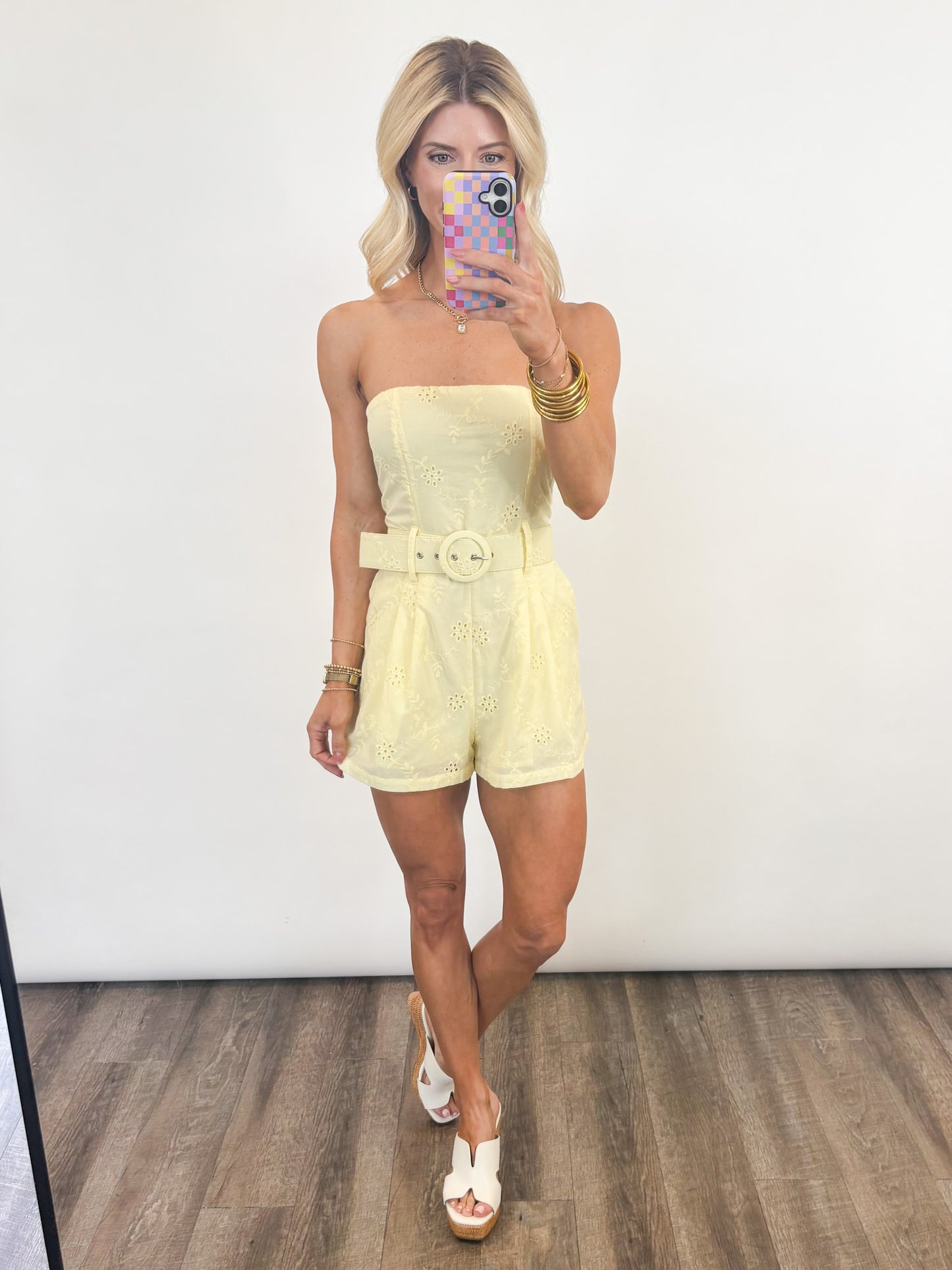 Lemon Sorbet Eyelet Romper
