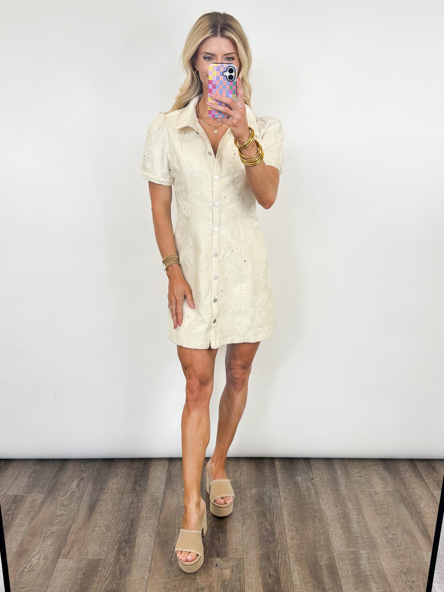 Champagne Garden Shirt Dress