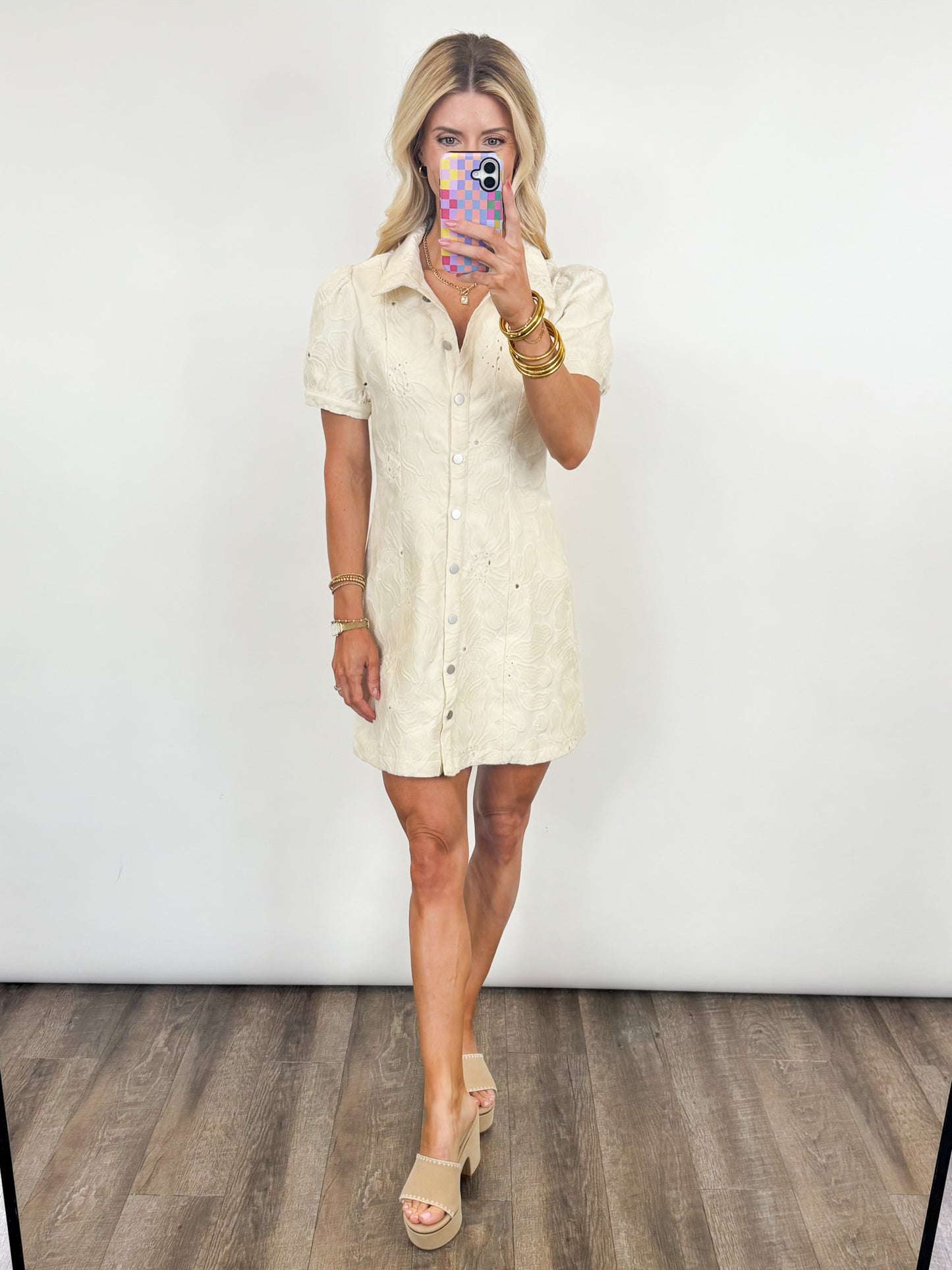 Champagne Garden Shirt Dress