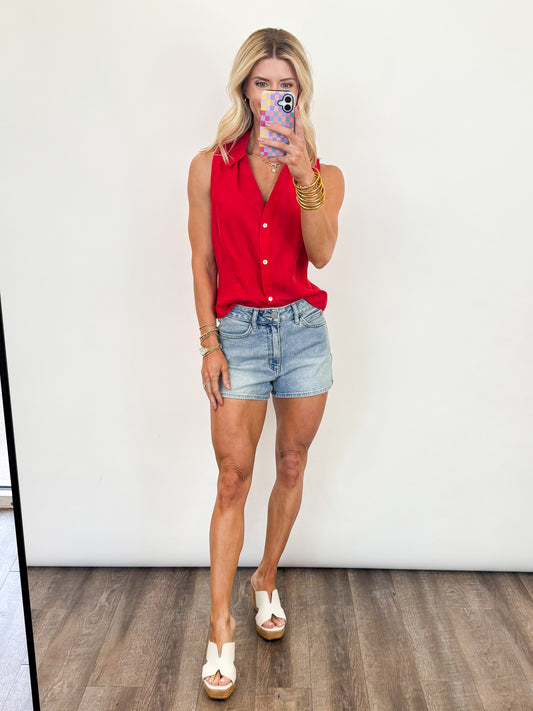 Scarlet Linen Blend Tank