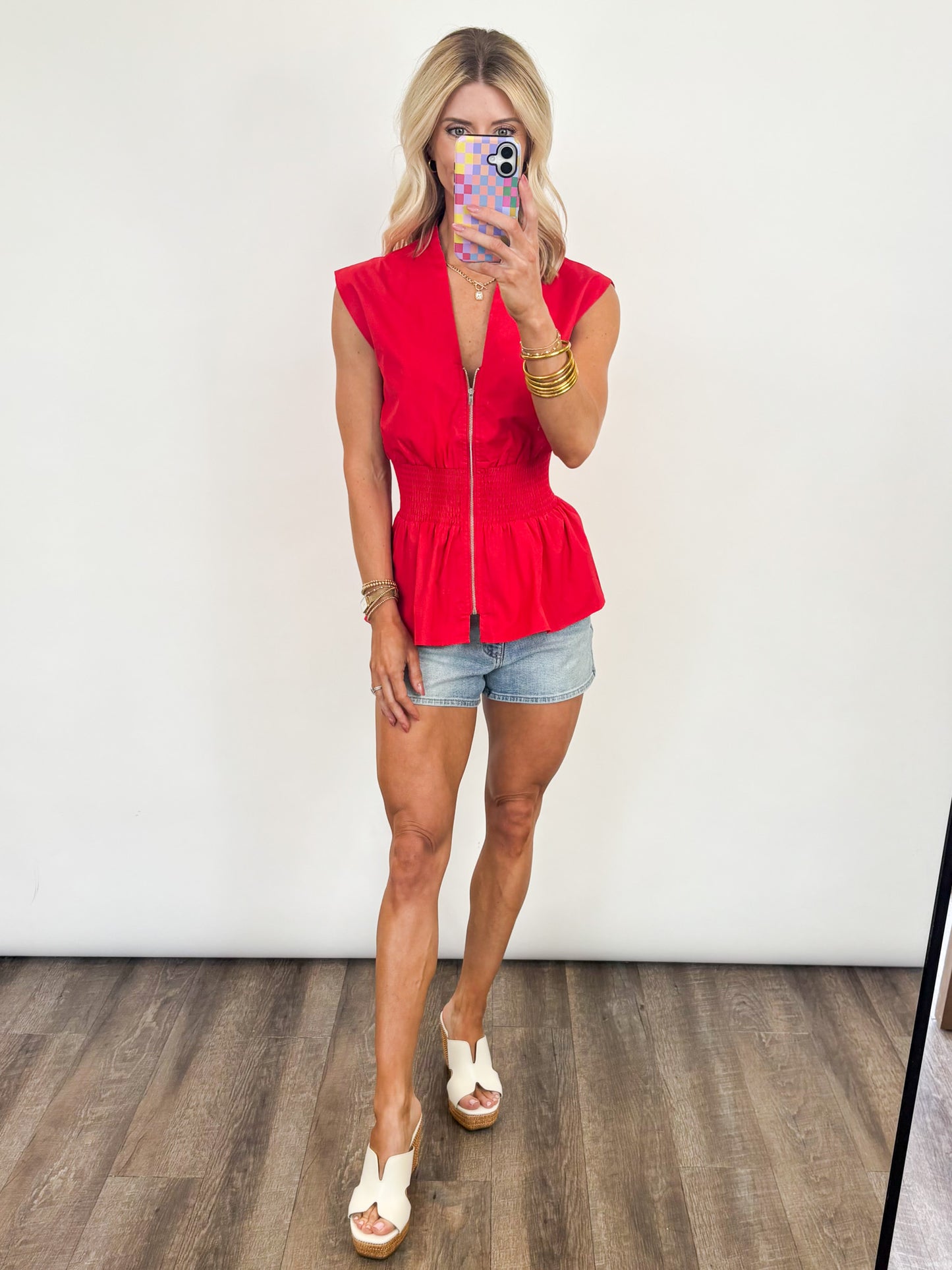 Scarlet Cinch Peplum Top