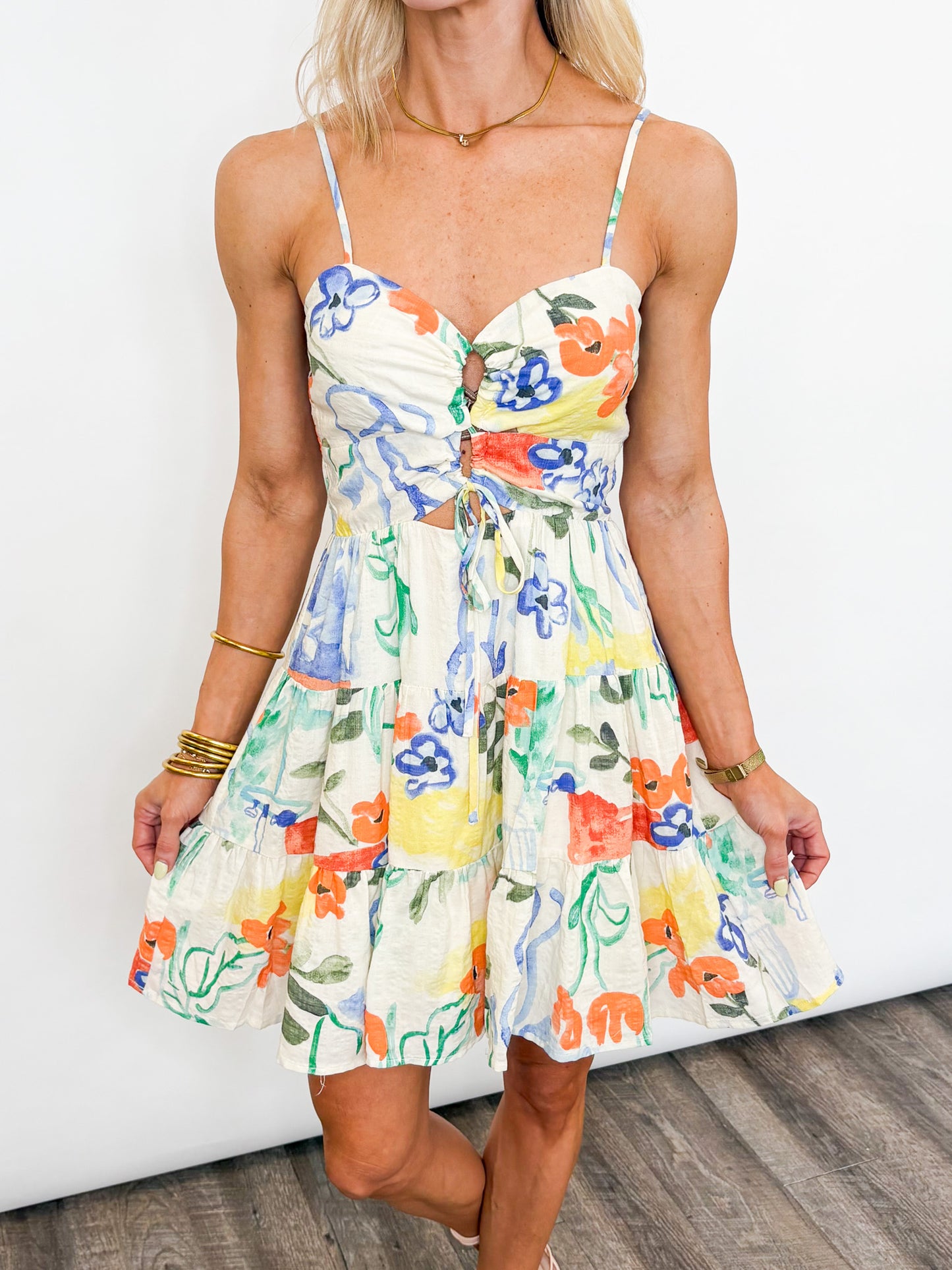 Painted Garden Cutout Dress