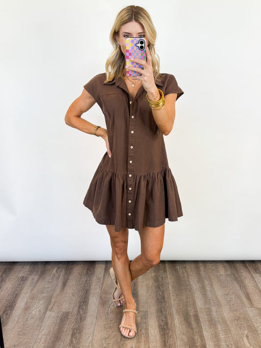 Mocha Moment Button-Up Dress
