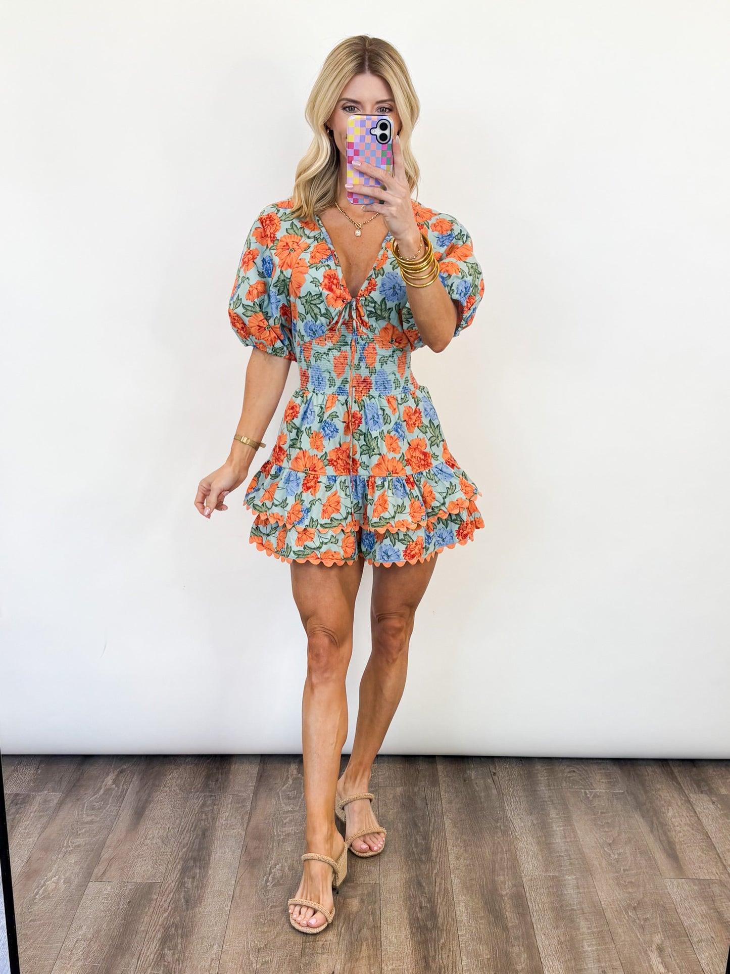 Sunset Bloom Ruffle Romper