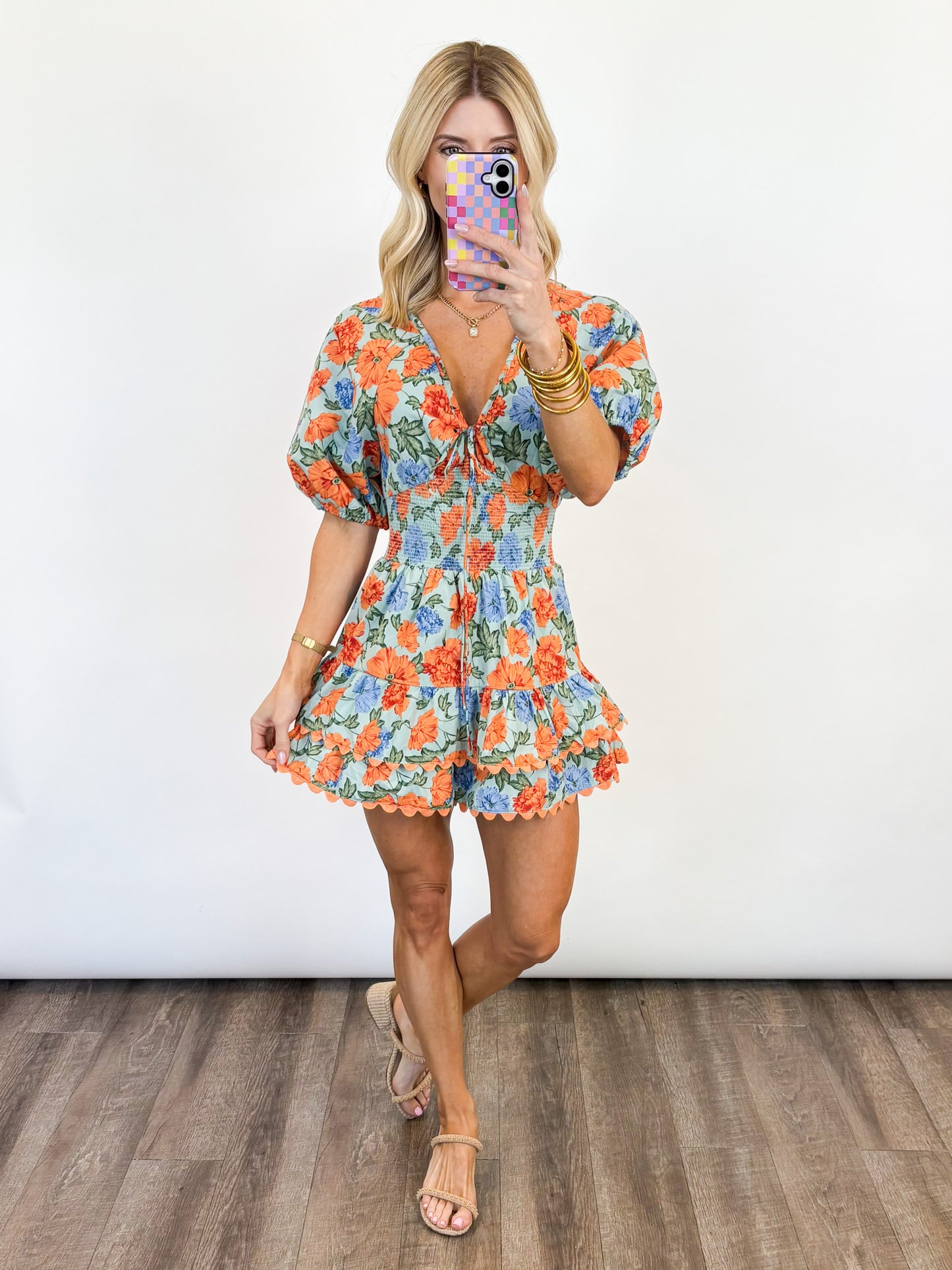 Sunset Bloom Ruffle Romper