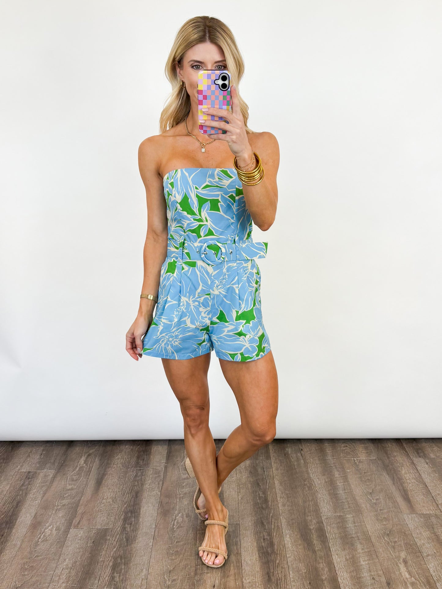 Tropical Escape Strapless Romper