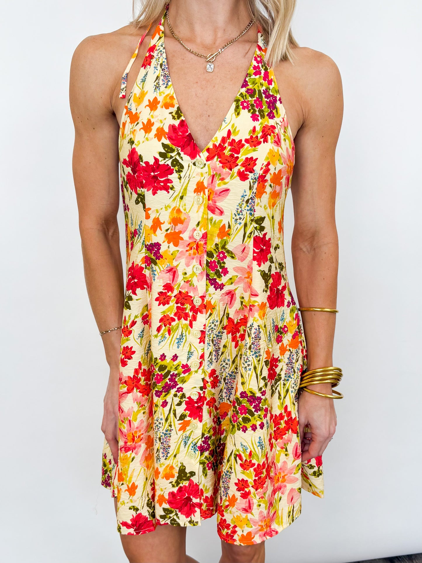 Sunlit Garden Halter Dress