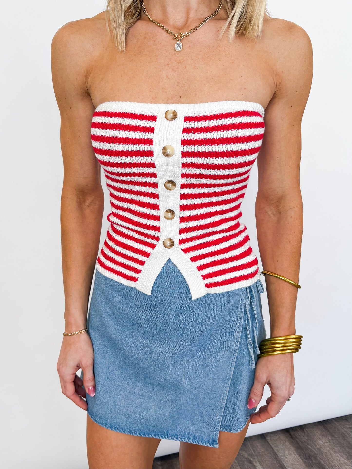 Boardwalk Stripe Strapless Top