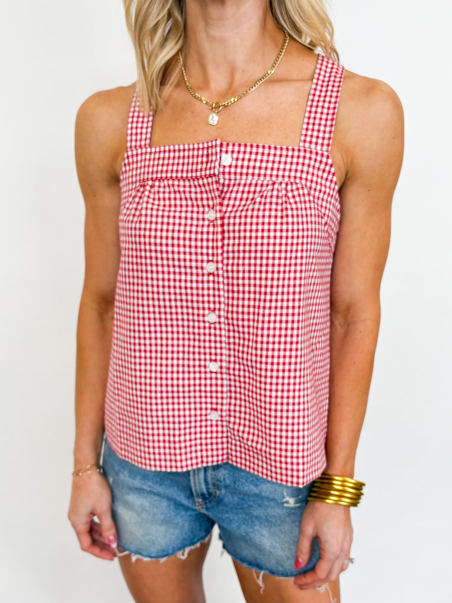 Strawberry Picnic Gingham Tank