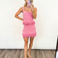 Pink Palm Fringe Set
