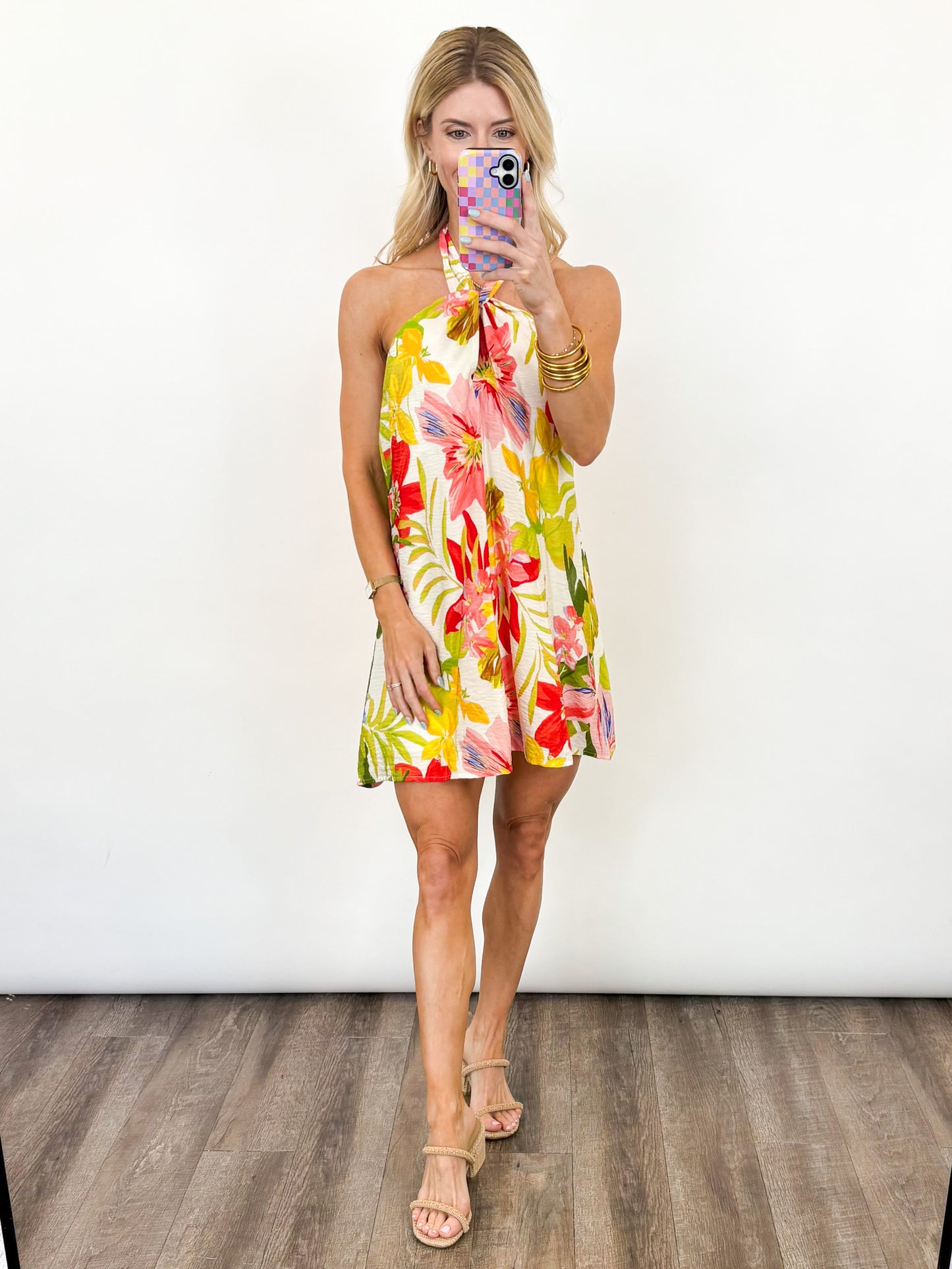 Tropical Daydream Halter Mini Dress