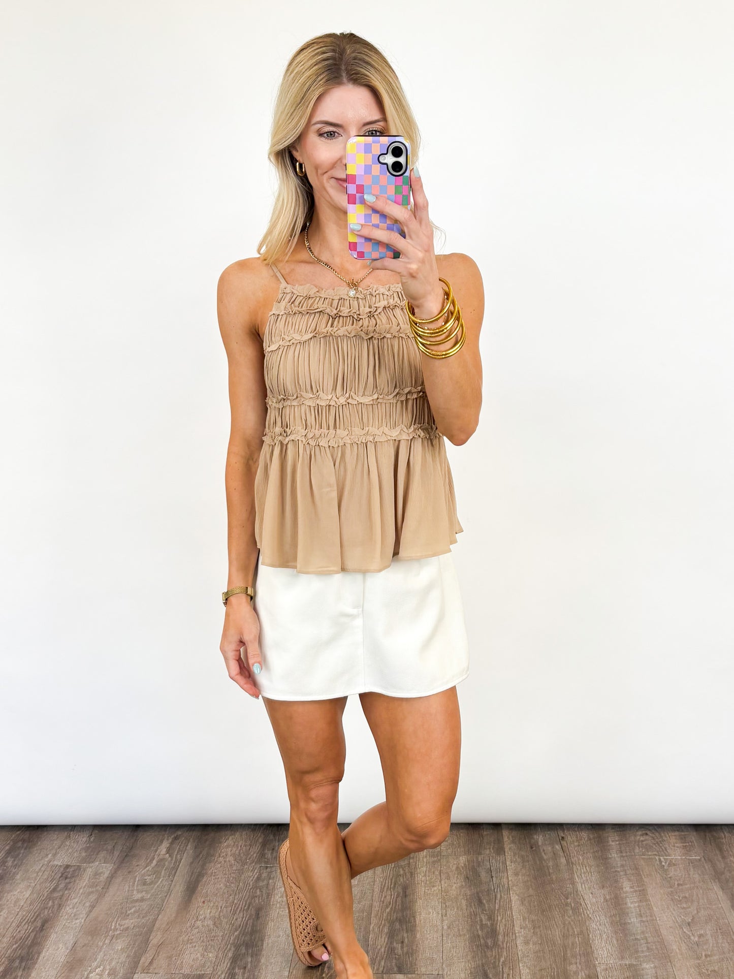 Champagne Whisper Ruffle Tank