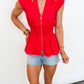 Scarlet Cinch Peplum Top