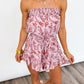 Sunset Bloom Strapless Romper