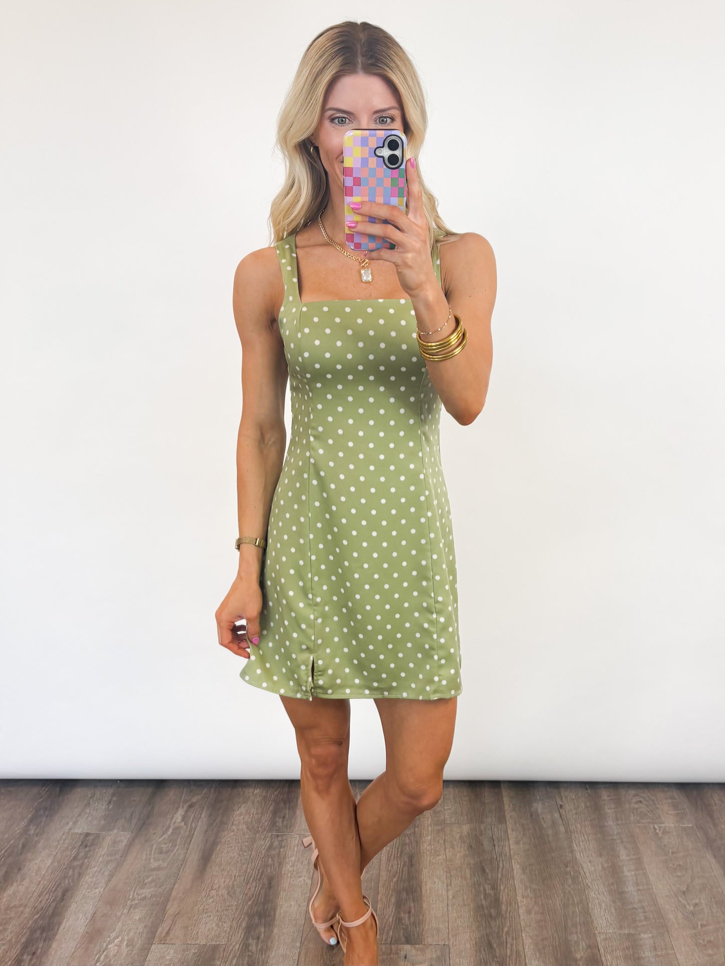 Matcha Moments Polka Dot Dress