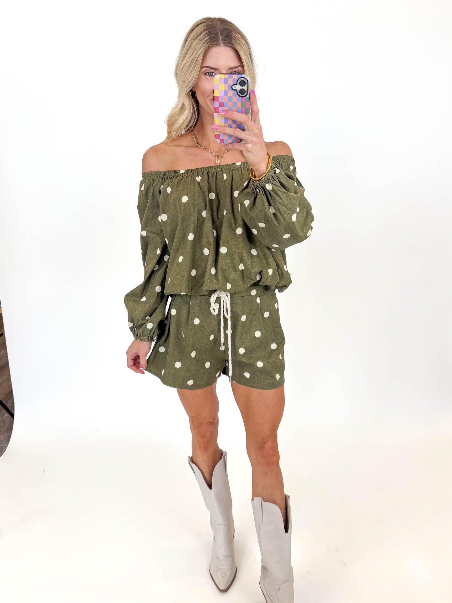 Olive Grove Off-Shoulder Set