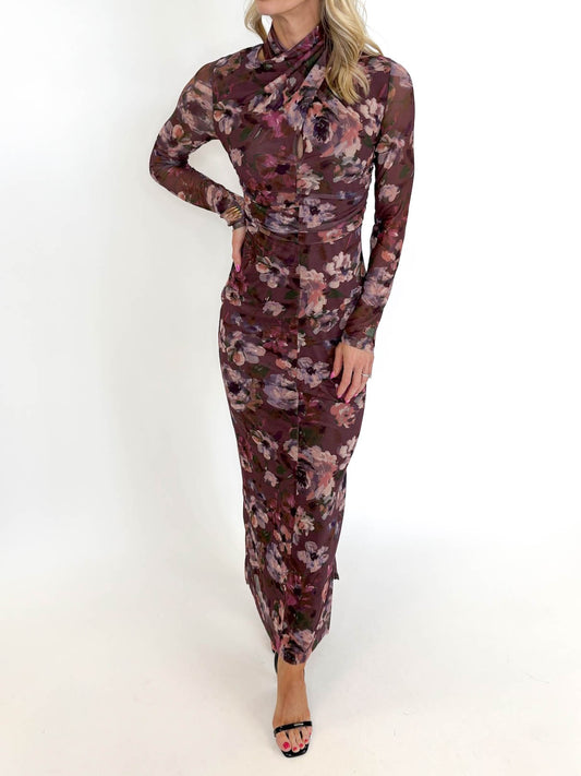 Plum Petals Maxi Dress