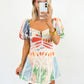 Sunset Garden Puff Sleeve Dress