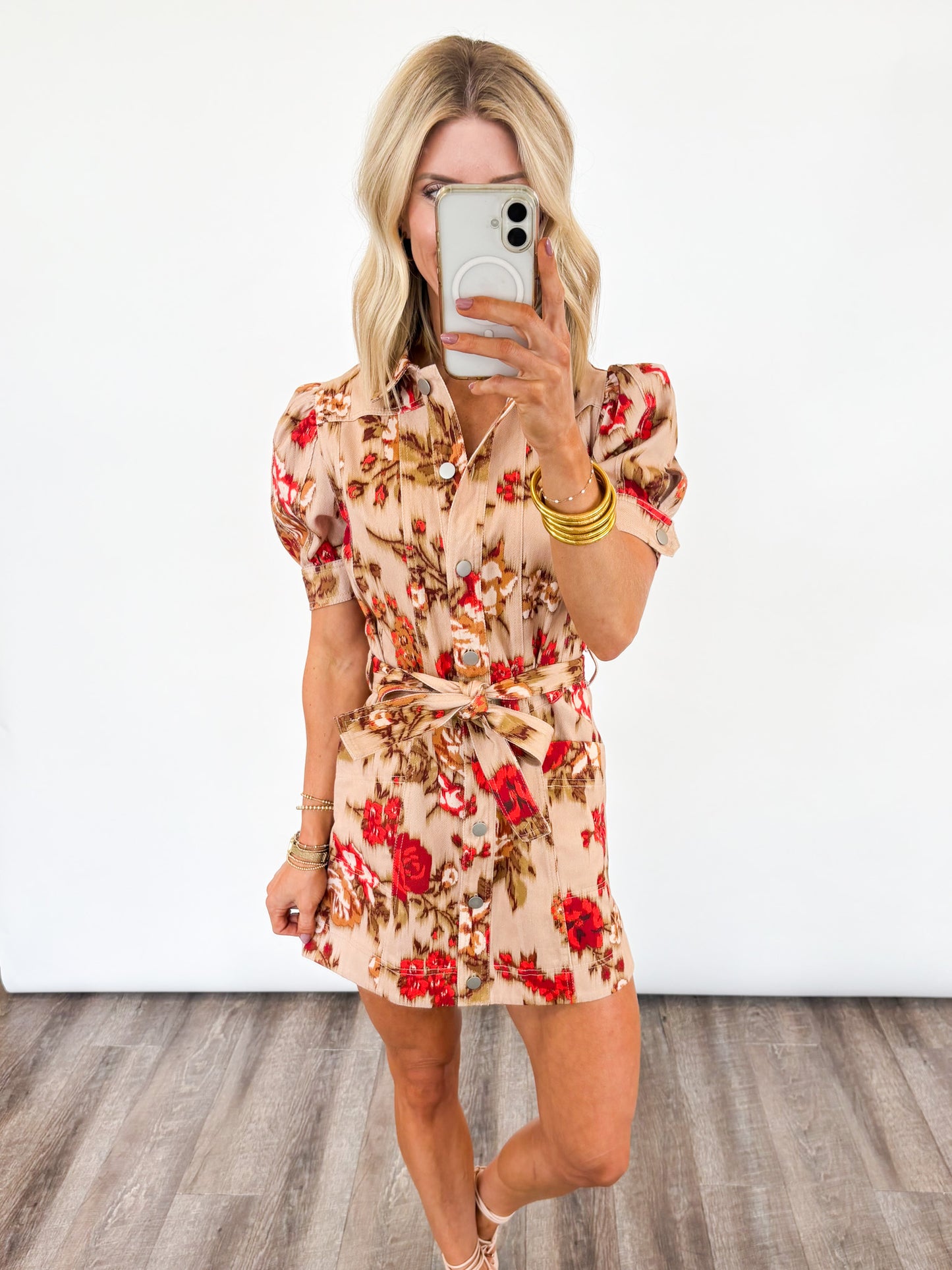 Vintage Bloom Belted Dress