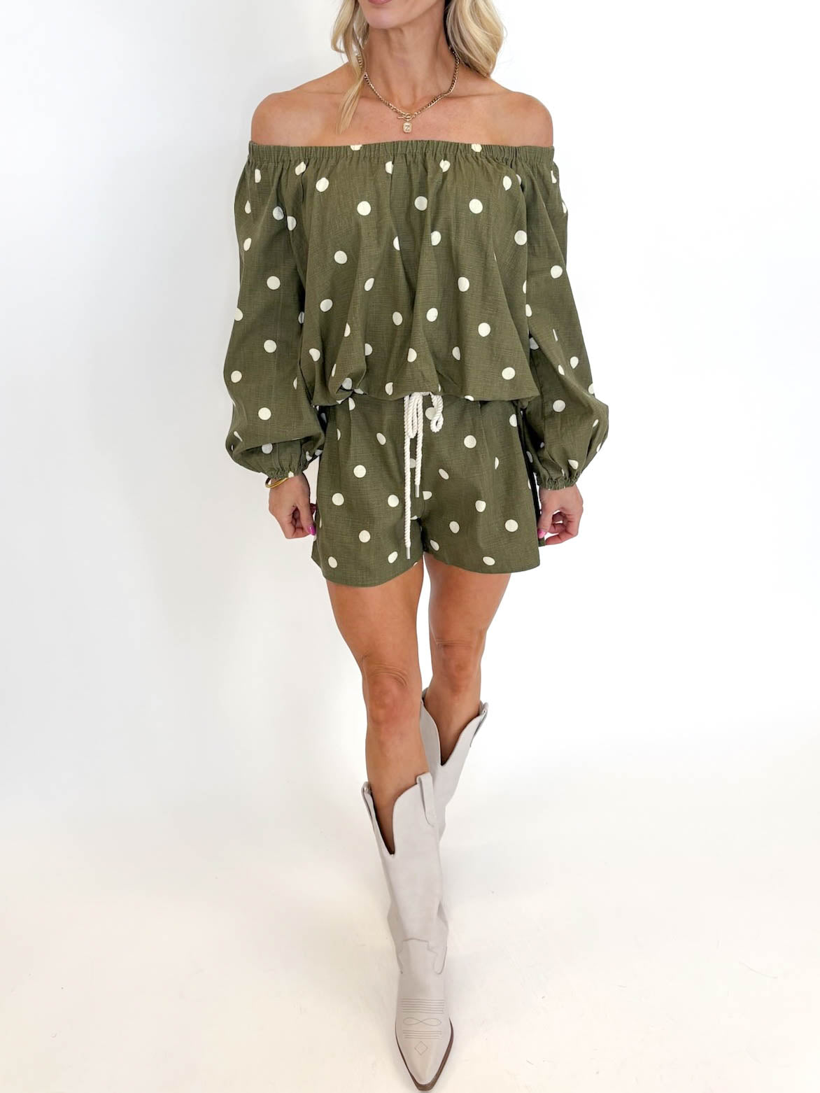 Olive Grove Off-Shoulder Set