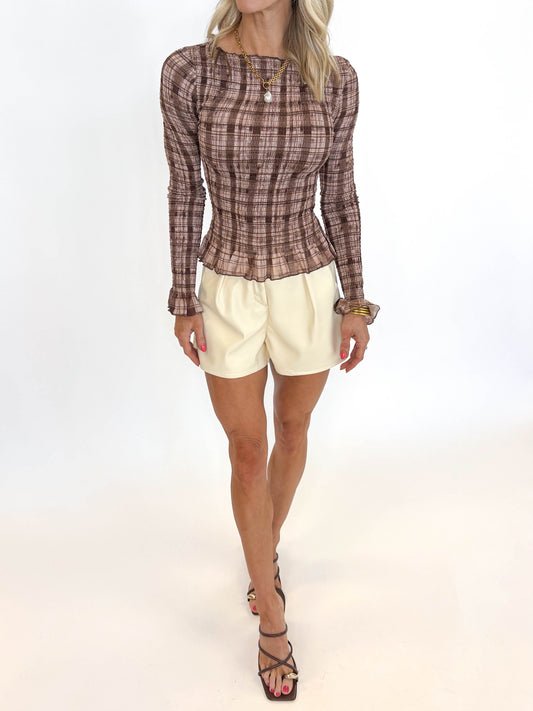 Harvest Plaid Smocked Top