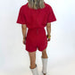 Kickoff Cargo Romper - CRIMSON