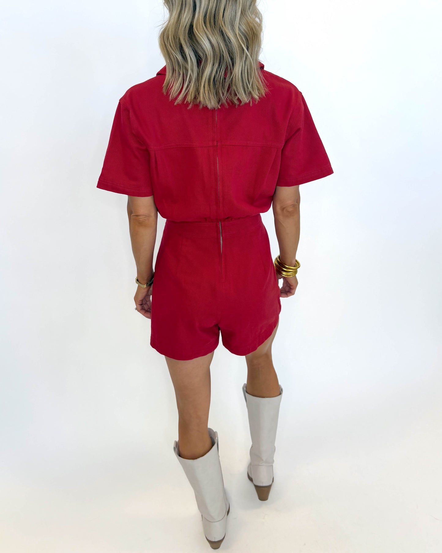 Kickoff Cargo Romper - CRIMSON