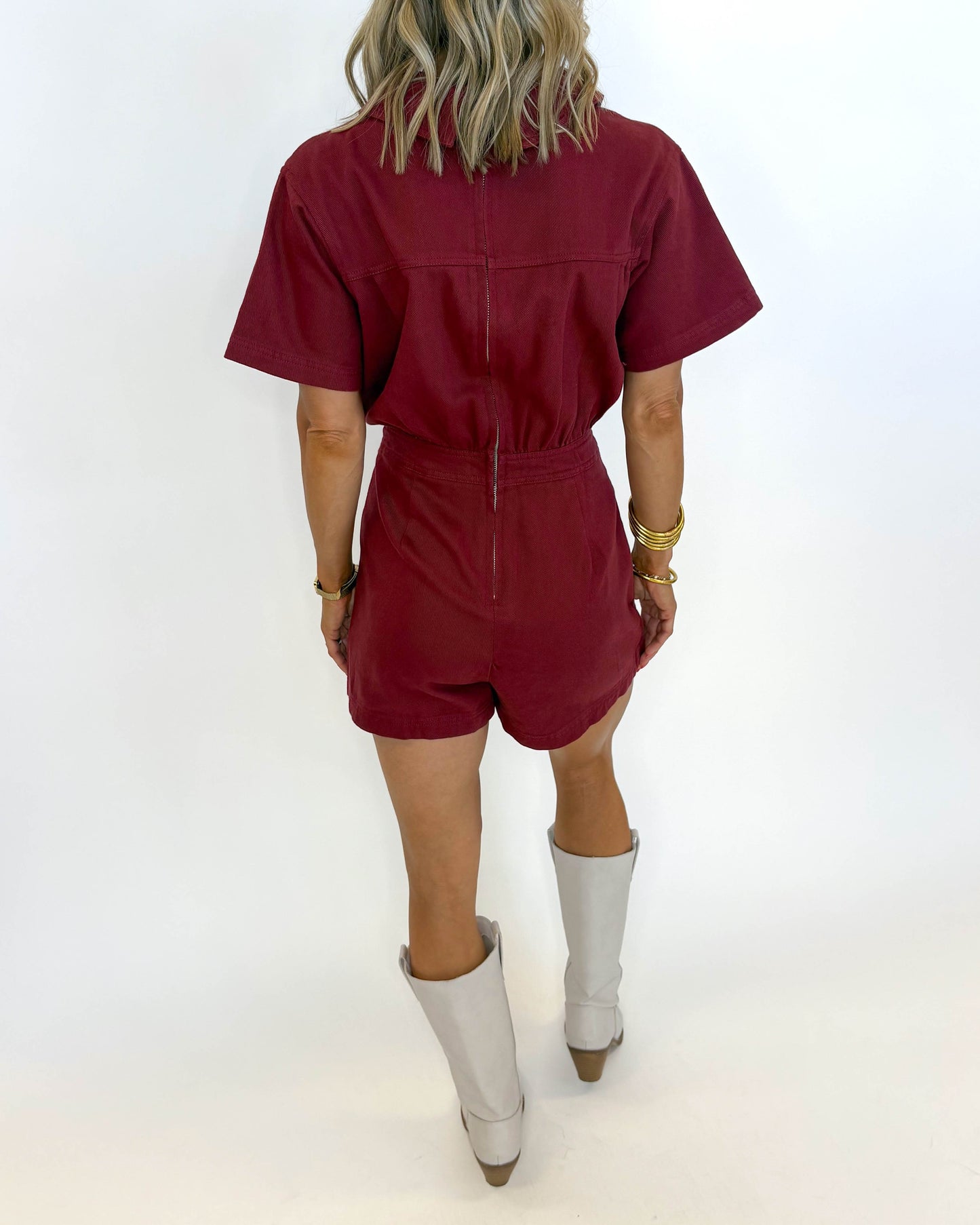 Kickoff Cargo Romper - WINE
