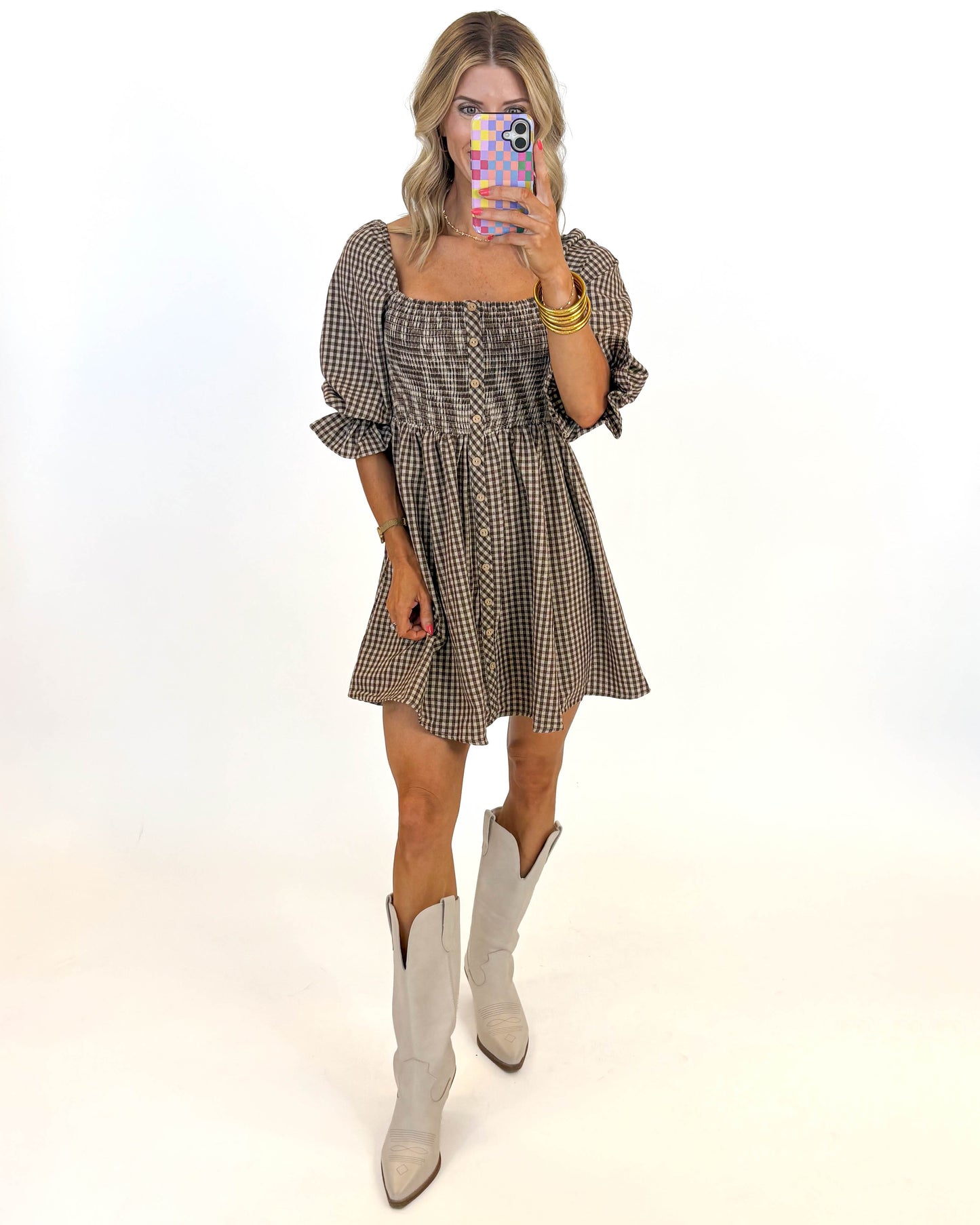 Harvest Charm Gingham Dress