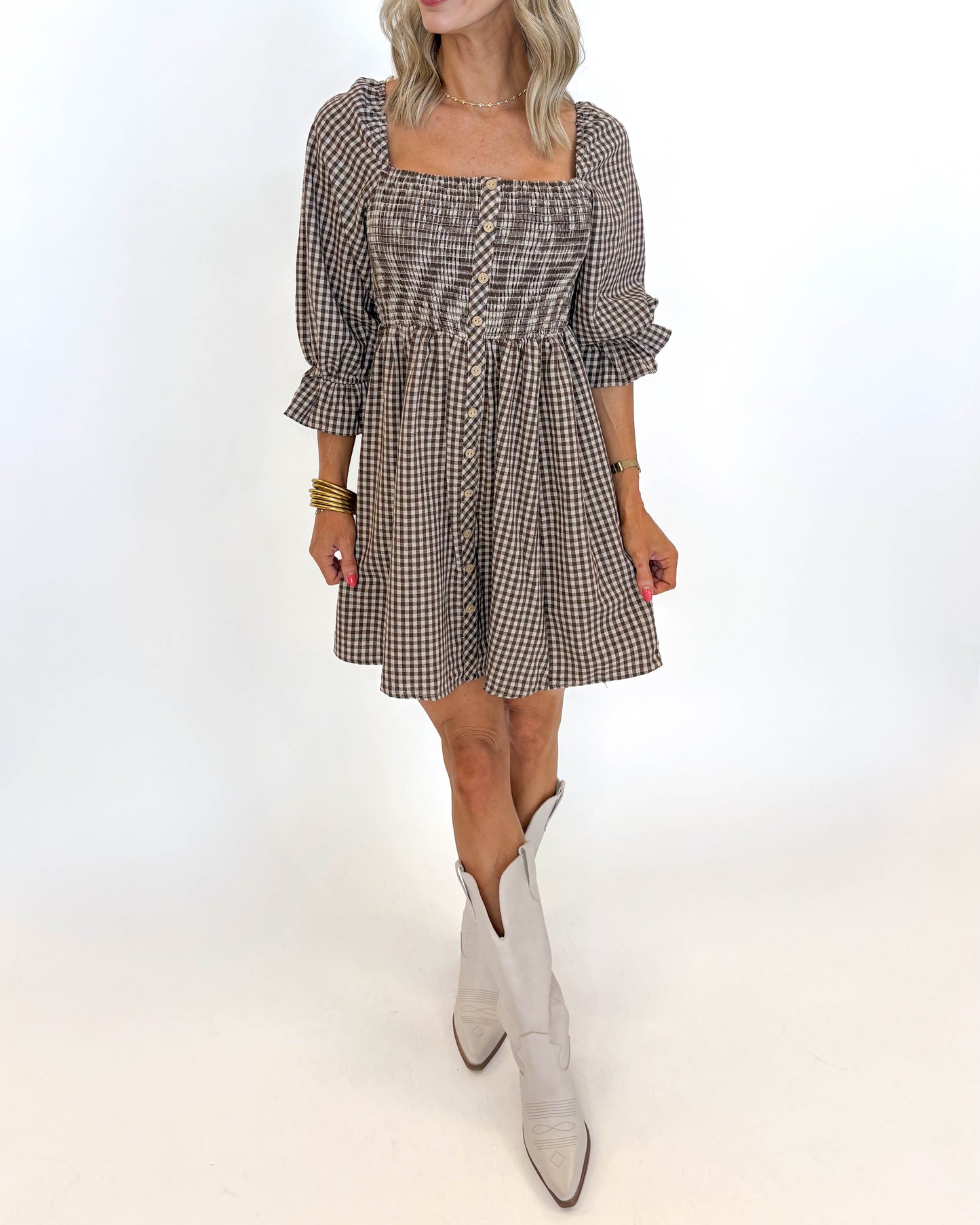 Harvest Charm Gingham Dress