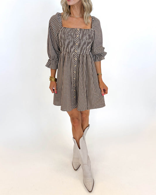 Harvest Charm Gingham Dress