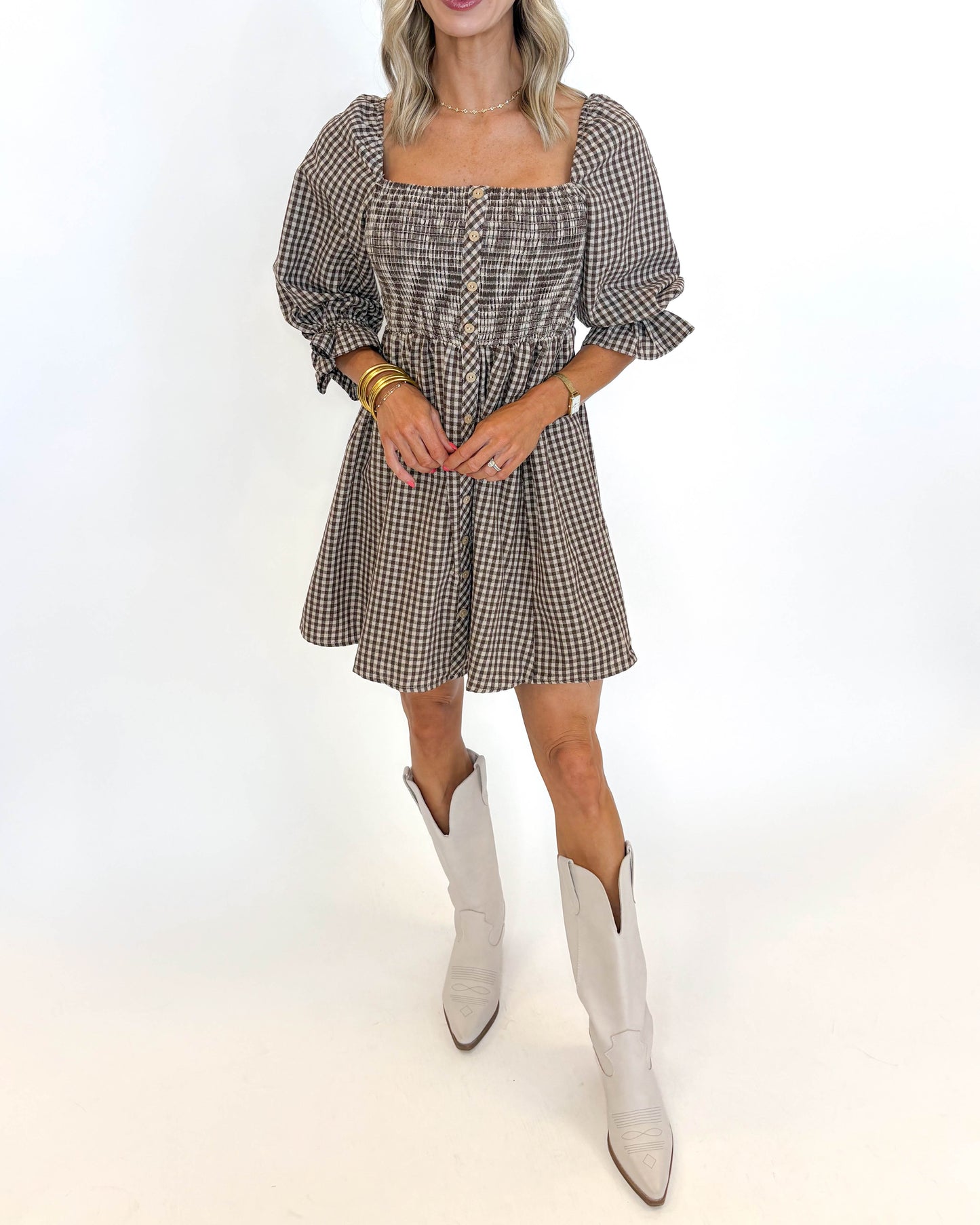 Harvest Charm Gingham Dress