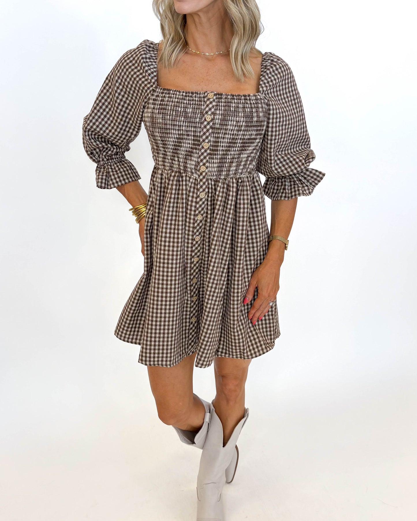 Harvest Charm Gingham Dress